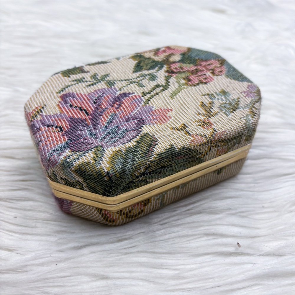Vintage Floral Tapestry Jewelry Travel Small Case Cottagecore Coquette